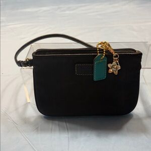 Coach Black and Teal Wristlet & Coach Charm